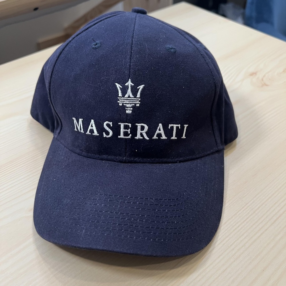 Maserati Hat Cap Strap Back Mens One Size Blue Baseball Embroidered Logo Car